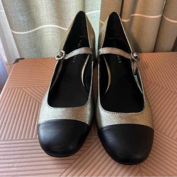 Marc Fisher LTD Marla Cap Toe Mary Jane Pump Gold Black Womens Size 11 New - Picture 3 of 12